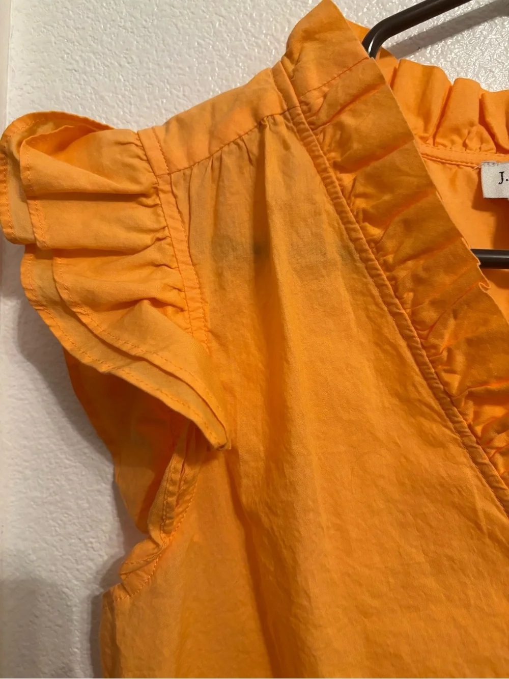 J.crew Women's Orange Ruffle Sleeve top XS